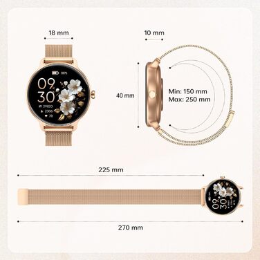 Жіночий круглий смарт-годинник, 1,27-дюймовий AMOLED-смарт-годинник з функцією телефону, фітнес-годинник з монітором серцевого ритму, монітором SpO2, монітором сну, крокоміром, 120 спортивних режимів, водонепроникність IP68, сумісний з iOS та Android, зол