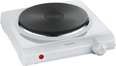 Конфорка для кухні, офісу або кемпінгу, мала плита з плавним регулюванням температури, похідна плита на одну каструлю, біла, 1 500 Вт, KP 1091 біла одинарна