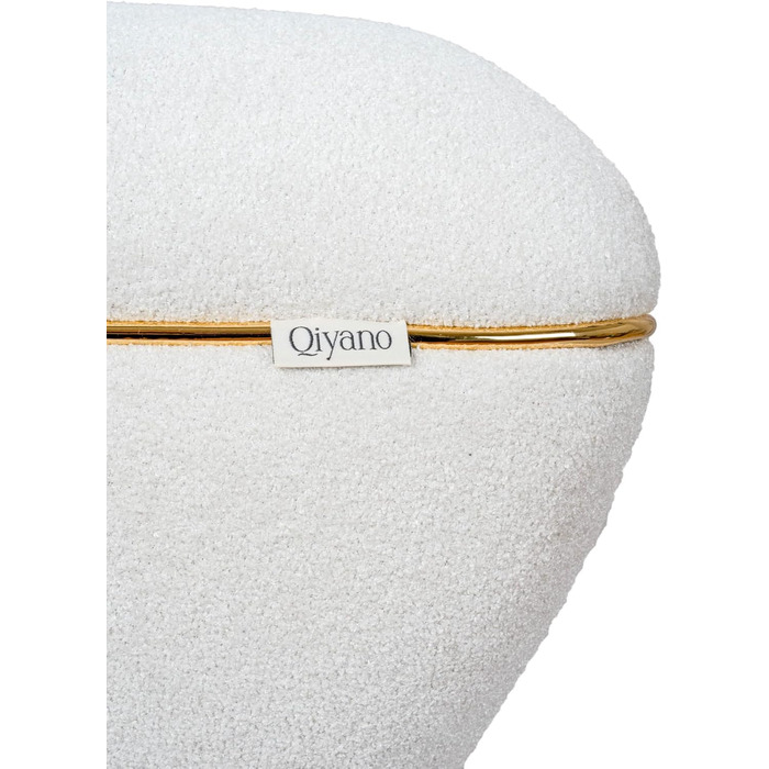 Великий пуф/табурет з м&39якої ведмедевої тканини білого кольору, сучасний, квадратний, зручний для вітальні, спальні, оздоблення зі штучної шкіри золотого кольору, висота приблизно 43 см, колір білий.