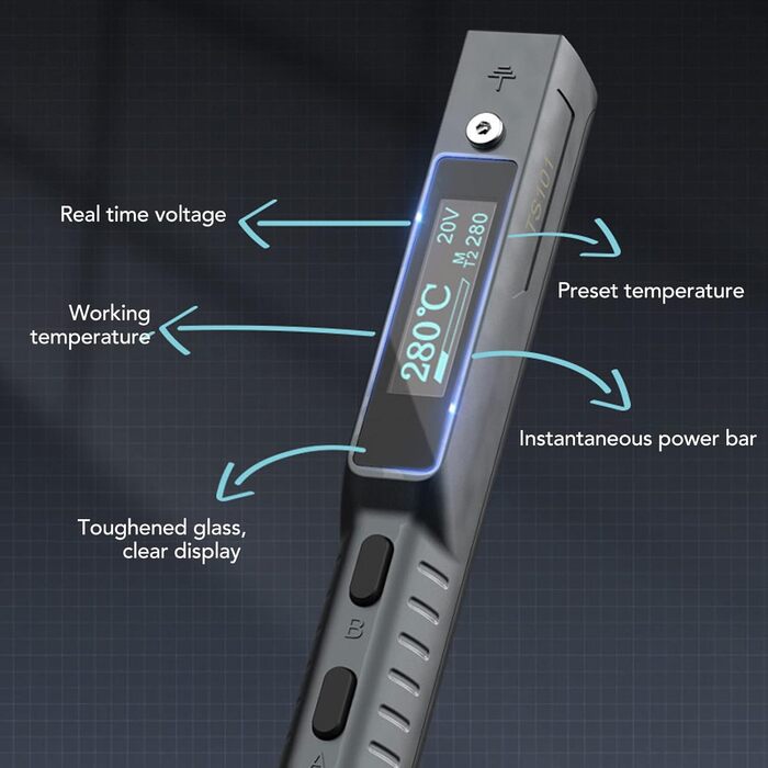 ТИП C 65 Вт DC9 до 24 В TS101 Розумний паяльник з регулюванням температури Міні-інтелектуальний електричний паяльник з однією кноп