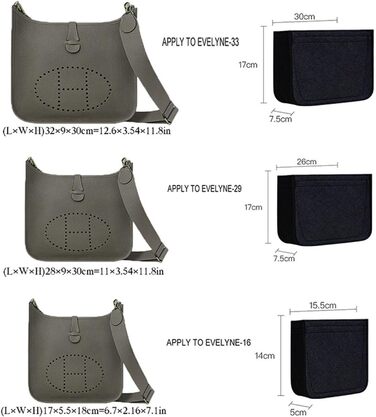 Фетровий органайзер Lckaey для сумки Hermes Evelyne III TPM PM GM вставка для сумки mini 16 29 33 органайзер для гаманця Y003 Blac
