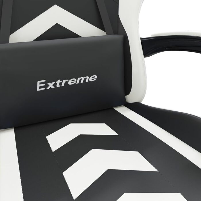 Ігрове крісло Gecheer Офісне крісло Ігрове крісло Геймерське крісло Обертове крісло з підставкою для ніг Обертове чорно-біле штучне шкіряне крісло