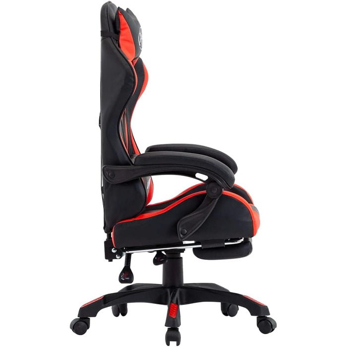 Ігрове крісло з підставкою для ніг, червоно-чорна штучна шкіра, офісне крісло, крісло для відпочинку, письмове крісло для вітальні, офісу, спальні