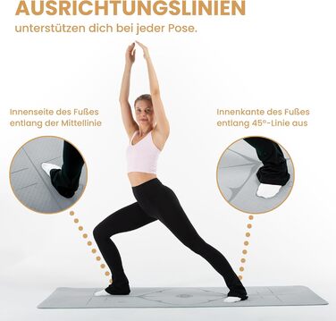 Килимок для йоги Нековзний спортивний килимок, розроблений у Німеччині 2 комфортні товщини Стабільний розмір килимка для йоги та гімнастики Ідеальний фітнес-килимок для йоги та пілатесу вдома або в студії, товщина 8 мм, сірий