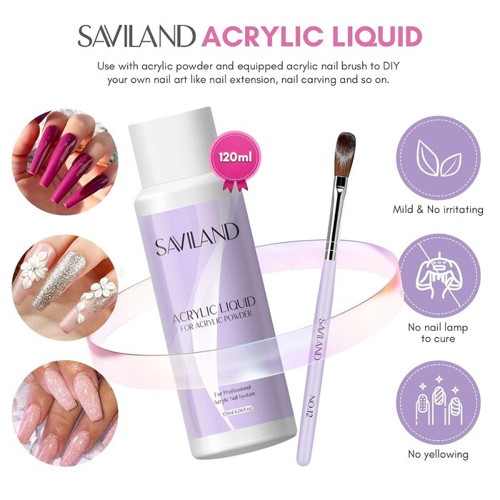 Набір акрилових рідин Saviland для моделювання нігтів