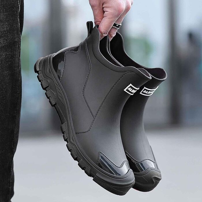 Чоловічі надзвичайно широкі гумові чоботи, гумові чоботи, чоботи з широким халявою, гумове взуття, нековзне гумове взуття, рибальські чоботи, водонепроникні садові чоботи, вейдерси 011 чорні 45 EU