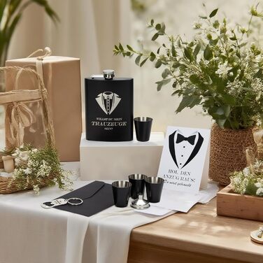 Подарунковий набір з гравірованої фляжки з нержавіючої сталі об&39ємом 8 унцій для боярина та подружки нареченої, чорна подарункова коробка з 4 чашками та лійкою, персоналізований весільний подарунок для чоловіків та жінок, ЧОРНИЙ