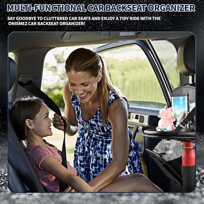 Автомобільний органайзер на заднє сидіння ONISMEZ 2 шт. з піддоном, автомобільний органайзер на заднє сидіння зі складним тримачем