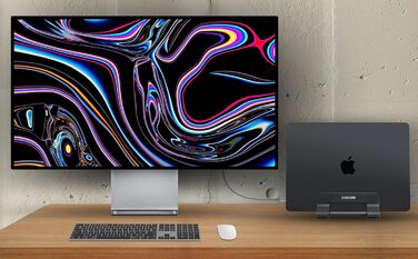 Підставка для ноутбука вертикальна алюмінієва, док-станція, покращена підтримка, регульована ширина слоту 1030 мм, сумісна з усіма моделями MacBook та ноутбуками, версія 2023, 1 слот, колір Нічний чорний