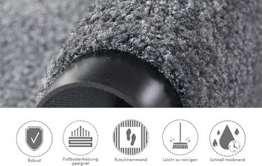 Килимок для входу andiamo Verdi - брудозбірний килимок для входу - ідеально підходить як килимок для приміщень або як килимок для критих відкритих майданчиків - килимок для вхідних дверей 60 x 90 см Сірий 60 x 90 см (Прямокутний) Сірий