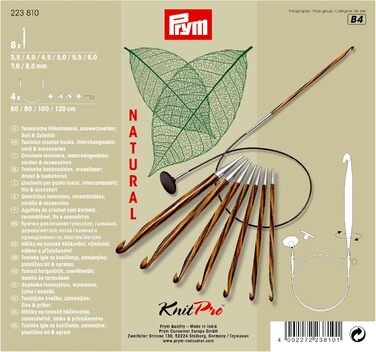 Гачок для в&39язання Prym Tunisian Set Natural 3,5-8,0 мм, дерево, різнокольоровий, 3,5-8 мм