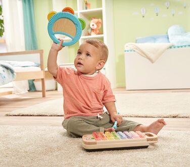 Інтерактивний дерев'яний ксилофон VTech Baby з бубном - музична іграшка, що світиться, виготовлена з 100 деревини FSC, для дітей віком від 1,5 до 4 років (Мова німецька)
