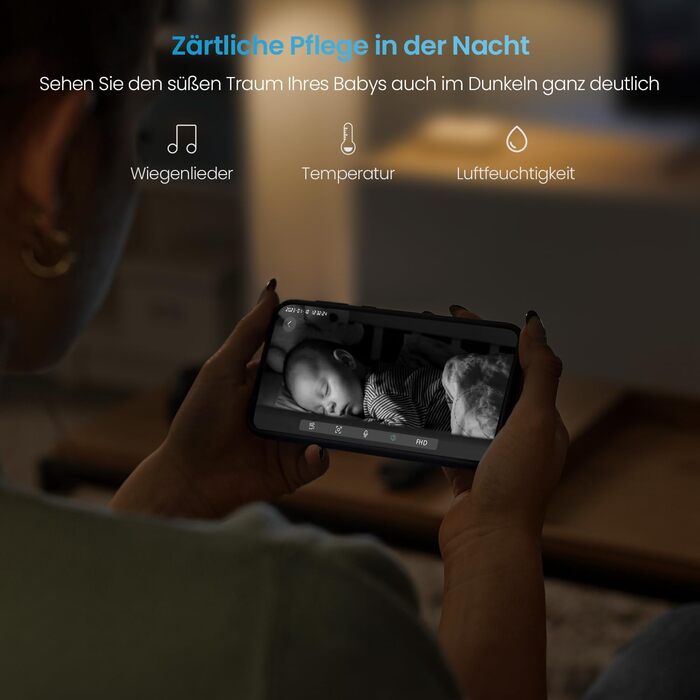 Радіоняня ieGeek із камерою та додатком, інтелектуальне нічне бачення, 1080P/4,3 дюйма Wi-Fi Video Radio Baby Monitor PTZ 355, авт