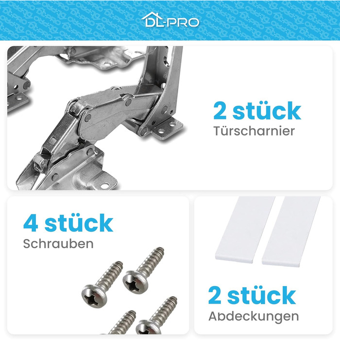 Петлі для холодильника DL-pro (2 шт.), сумісні з Bosch, Siemens, Miele, Neff, AEG, Electrolux (481147, 5546050, 407131425/8) - запчастини для вбудованих холодильників/морозильників