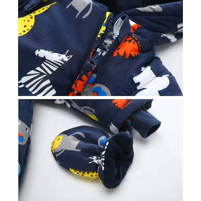 Дитячий зимовий комбінезон з капюшоном, зимовий костюм з рукавичками та пінетками, комплект теплого одягу для дівчаток та хлопчиків, 24-36 місяців () F