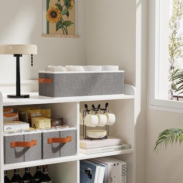 Складаний кошик для зберігання з 3 предметів, кошики для зберігання з ручкою, органайзер для гардеробу, коробки для зберігання для ванних кімнат, шаф та полиць, 38x15,5x13 см, сірий, 3 шт. сірого кольору