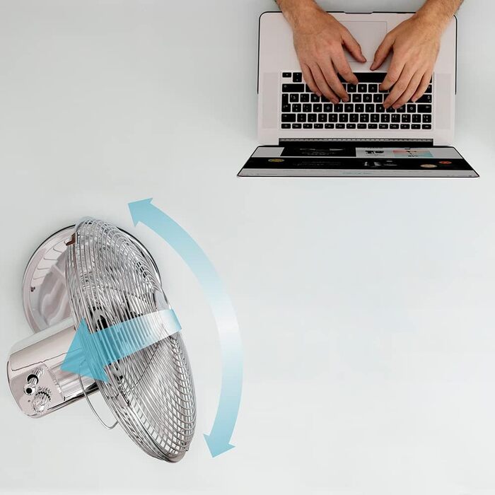 Настільний вентилятор Cecotec EnergySilence 620 RetroDesk, 40 Вт, хромоване покриття, діаметр 30,5 см, 4 лопаті, 3 швидкості, коливання, регулювання висоти, максимальна безпека