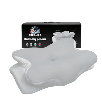 Ергономічна подушка Dreamzz з піни з ефектом пам&39яті, контурний дизайн для підтримки сну, світло-блакитний та білий