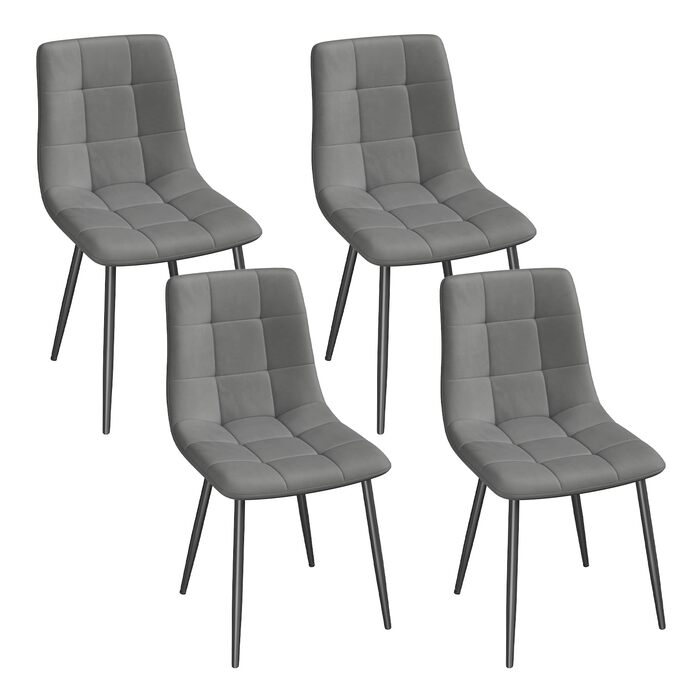 Обідні стільці EUGAD, комплект з 4 шт. , для їдальні, кухні, вітальні, м&39які кухонні стільці зі спинкою, оксамитовий чохол, з металевими ніжками, вантажопідйомність 150 кг, темно-сірий, комплект з 4 предметів (44 x 81 x 51 см)