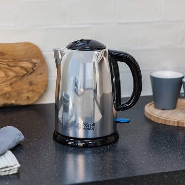 Чайник Russell Hobbs 1,7 л, 2400 Вт Victory полірований з нержавіючої сталі (функція приготування під тиском, знімний фільтр від накипу, оптимізований носик виливу, знімне маркування кількості наповнювача) Чайник для чаю 23930-70 Чайник 1,7л