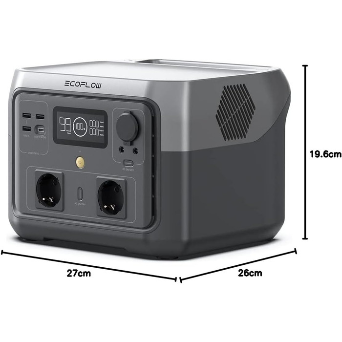 Портативна електростанція EF ECOFLOW RIVER 2 MAX, сонячний генератор 512 Втгод з LiFePO4, швидка зарядка за 1 годину, для кемпінгу/будинків на колесах, незначні дефекти упаковки, продукт невикористаний (відновлений)