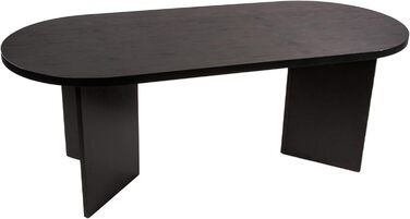 Обідній стіл SAM Ovi 204 x 90 см Деревина чорного кольору Стільниця товщиною 40 мм V-подібні ніжки Овальний обідній стіл з прямими краями Дерев&39яний обідній стіл Дерев&39яний обідній стіл 204 x 90 см Чорний