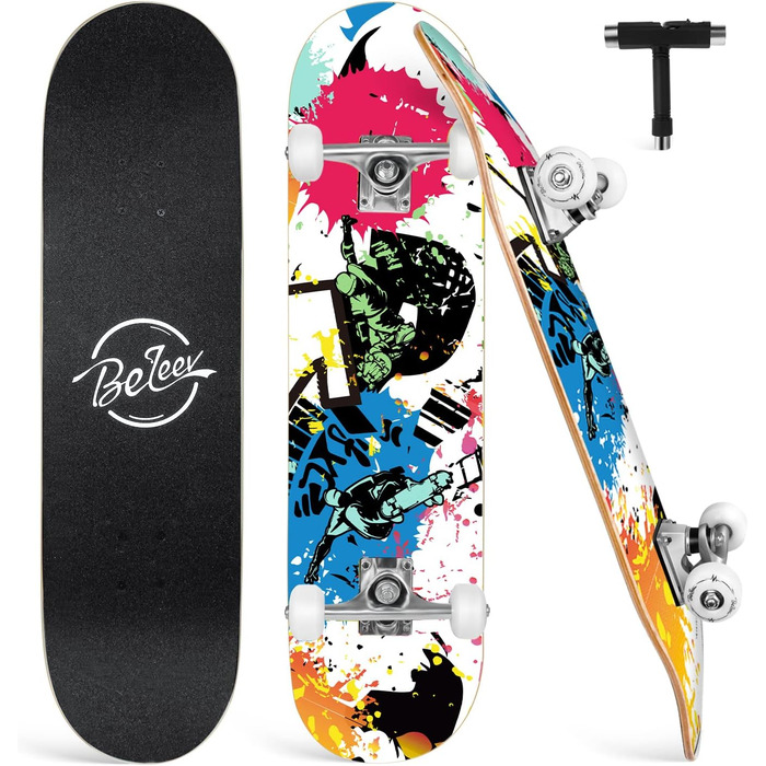 Скейтборд для дітей, підлітків та дорослих BELEEV Cruiser Skateboard 31 x 8 Inch – Red