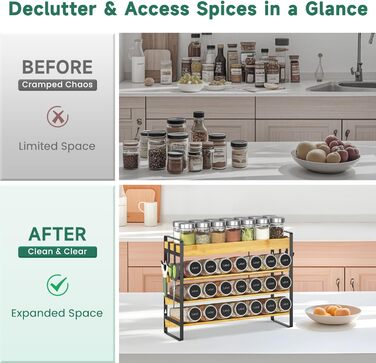 Стійка для спецій, дерев&39яний органайзер для спецій, 4-рівнева бамбукова стійка для спецій, стійка для спецій, підставка для спецій, тримач для спецій, система стійок для спецій, настінна та для кухні, комора, бамбук чорний