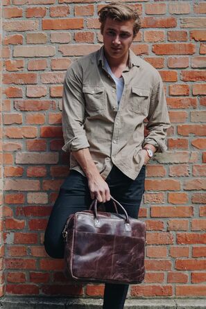 Портфель (M). Велика сумка, сумка для ноутбука і сумка через плече зі шкіри ручної роботи. Високоякісна чоловіча сумка з натуральн