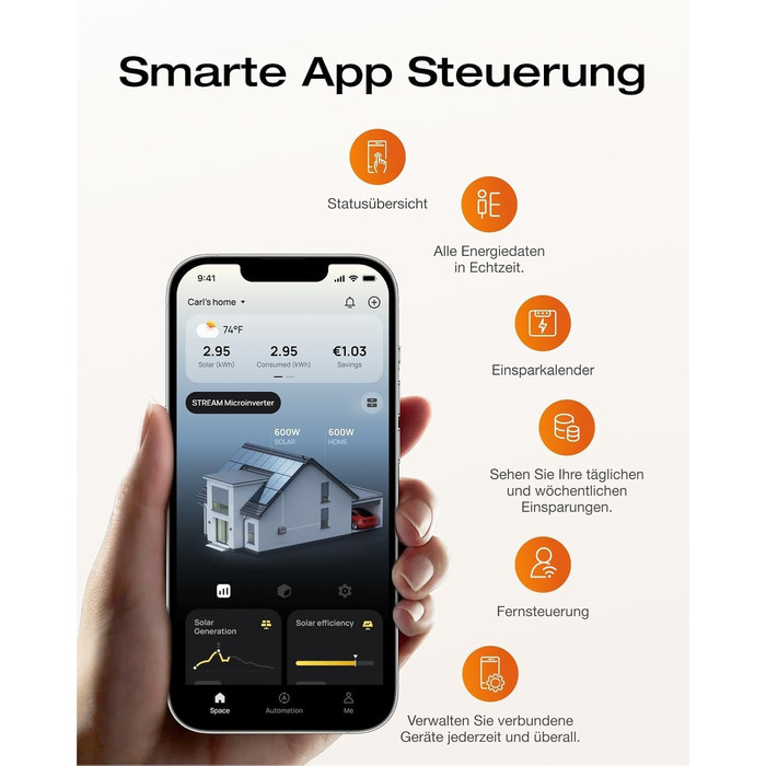 Балконна електростанція Solarway 1000 Вт / 800 Вт у комплекті з штекерним підключенням - Найновіший інвертор EcoFlow Stream 800 Вт - Повний комплект сонячної системи - Двосторонні чорні сонячні панелі 500 Вт, EcoFlow та аксесуари