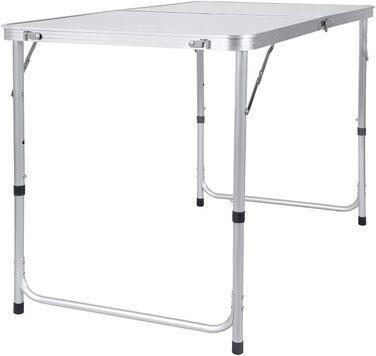 Портативний алюмінієвий розкладний стіл, 120 см, для вечірок, садів, барбекю, кемпінгу, 3 регульовані висоти, легкий алюмінієвий розкладний стіл для пікніків на свіжому повітрі, приготування їжі, розміри в розкладеному вигляді 120 x 60 x 70/62/55 см