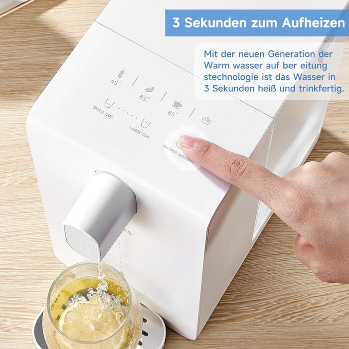 Диспенсер для гарячої води Watus, миттєвий диспенсер для води, диспенсер для води з фільтрацією та підігрівом, включає 3 фільтруючі картриджа. Фільтруйте воду для зменшення вапняного нальоту, хлору, свинцю та міді у водопровідній воді