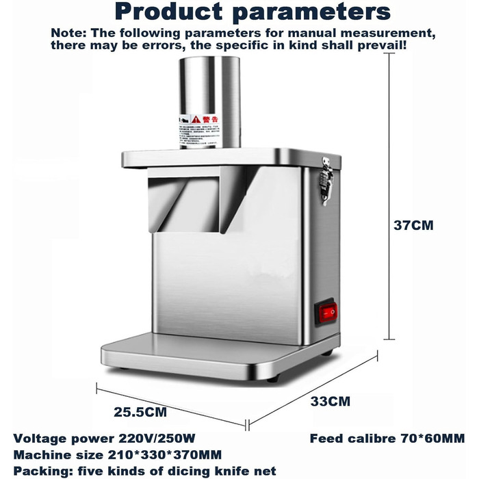 Електричний різак для овочів потужністю 250 Вт для комерційного використання, автоматичний кубічний різак для фруктів і овочів з кубічними різаками 6/8/10/12/15 мм, електричний різак для кубиків цибулі, для дому/комерційного бізнесу