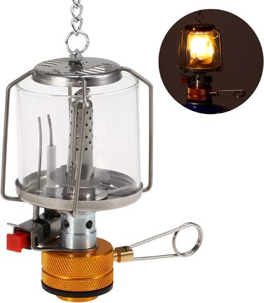 Газовий ліхтар ERYUE - Портативний кемпінговий газовий ліхтар для зовнішнього використання з п&39єзоелектричним запалюванням, міні-газова лампа для намету з 3 шарами