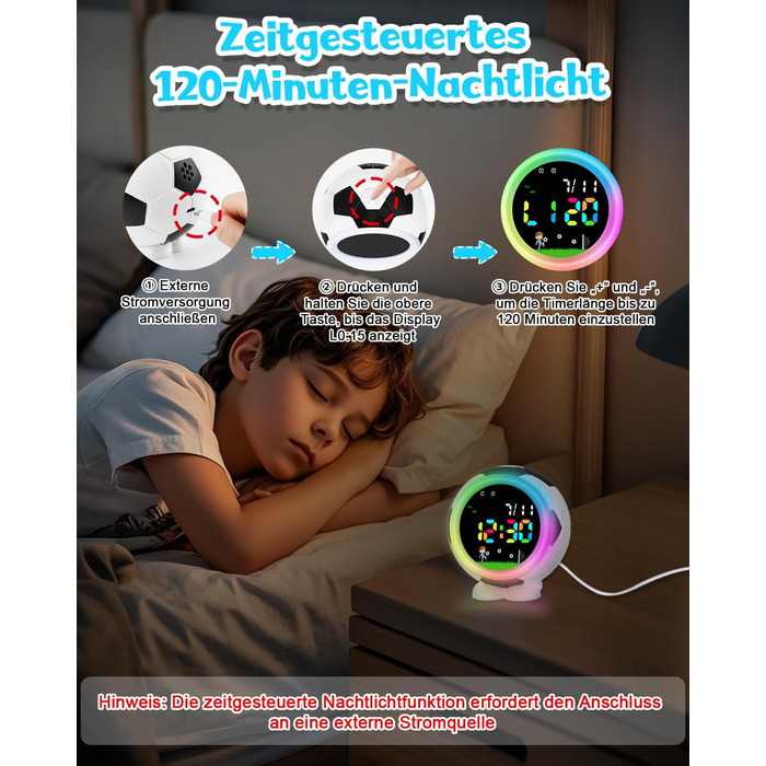 Дитячий будильник Juboos на батарейках, кварцовий будильник без цокання, з функцією повтору та нічним світлом, навчальний будильник для хлопчиків та дівчаток