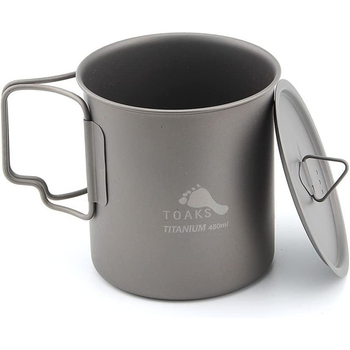 Титанова кемпінгова чашка-миска TOAKS (375 мл, 450 мл, 550 мл, 650 мл, 750 мл, 800 мл, 900 мл) (450 мл з кришкою CUP-450-C)