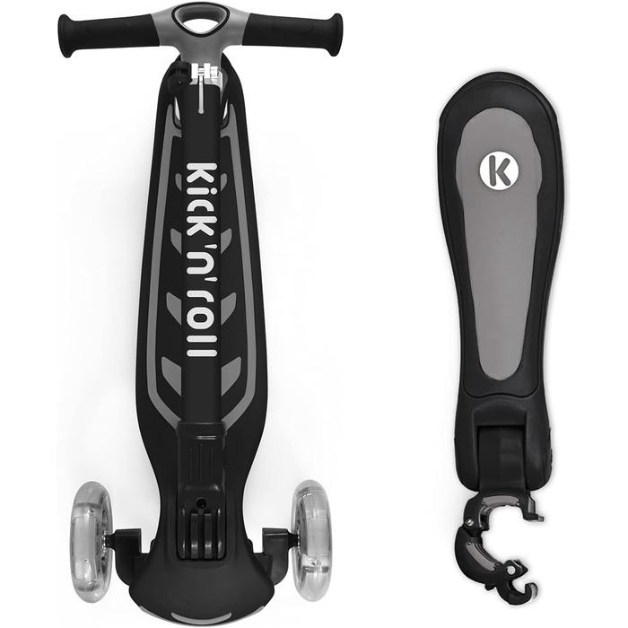 Дитячий самокат Kicknroll 3 роки, складаний самокат, 4 регульовані висоти, 3 світлодіодні колеса, протиковзка палуба 50 кг, дитячи