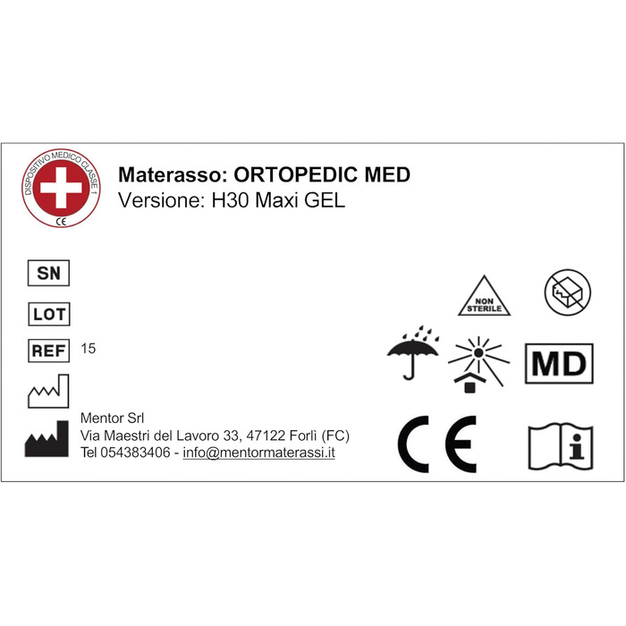 Матрац Mentor Memory Med H4 для одного ліжка 80 x 190 Ортопедичний Med H30 Maxi Gel Медичний знімний чохол - 11 зон 80 x 190 см