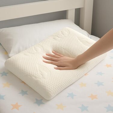 Дитяча подушка Welldora з піни з ефектом пам&39яті 30x50 см ергономічна подушка для дітей (28 років), росте разом з дитиною, дихаючий чохол 3D Tencel, сертифікований Oeko-TEX, безпечний, можна прати та приємно м&39який. Дитяча подушка білого кольору з пін