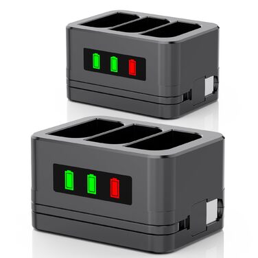 Слотовий зарядний пристрій, зарядна станція, підходить для дверних дзвінків Ring та акумуляторів камер, зі світлодіодним дисплеєм, сумісний з відеодомофоном 2/3/4/3 Plus/Spotlight Cam/Peephole Camera, 2 шт., 3-