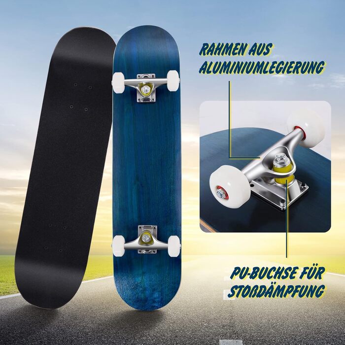 Скейтборд COSTWAY Cruiser Blue 80x20 см повний круїзер для початківців ABEC-7 7-шаровий канадський клен синій лонгборд-скейт для дітей дорослих трюків універсальний стріт парк оригінал 2025