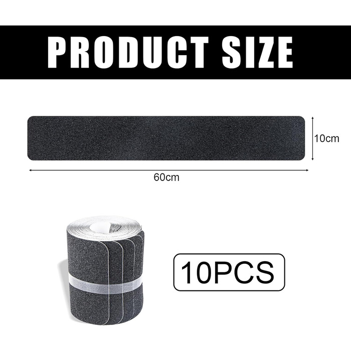 Самоклеючі, нековзні сходинки, 10 шт. , 60x10 см, для дерев&39яних сходинок та підлоги, чорні