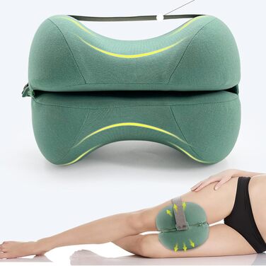 Подушка для ніг для сну на боці Подушка для ніг для сну на боці - Подушка для підтримки колін, яку можна прати, подушка для позиціонування ніг для вагітності, вирівнювання хребта, жіночий сон, зелена