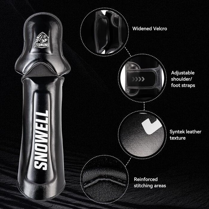 Щитки для гомілок для кікбоксингу синтетична шкіра, подвійна пінопластова підкладка, легкі та гнучкі, для муай-тай, ММА та бойових мистецтв без металевого кільця чорні