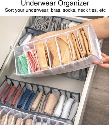Складана коробка для зберігання білизни, органайзер для бюстгальтерів, роздільник для шкарпеток, чудовий комплект для шафи, легка, практична, для домашнього зберігання (сіра)