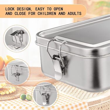 Ланчбокс з нержавіючої сталі, 1400 мл, з двома відділеннями, герметичний. Металева коробка для обіду з рухомою перегородкою, екологічна та без BPA, для дорослих та дітей.