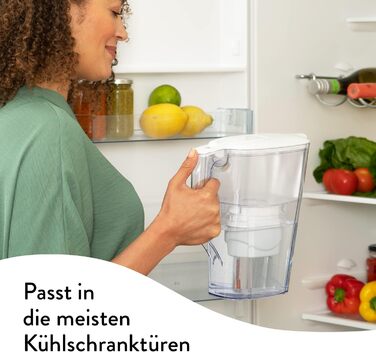 Глечик для фільтра для води Aqua Optima Liscia & 6 картриджів для фільтра для води на 30 днів Evolve, обємом 2,5 л, для зменшення мікропластику, хлору, вапняного нальоту та забруднень, білі