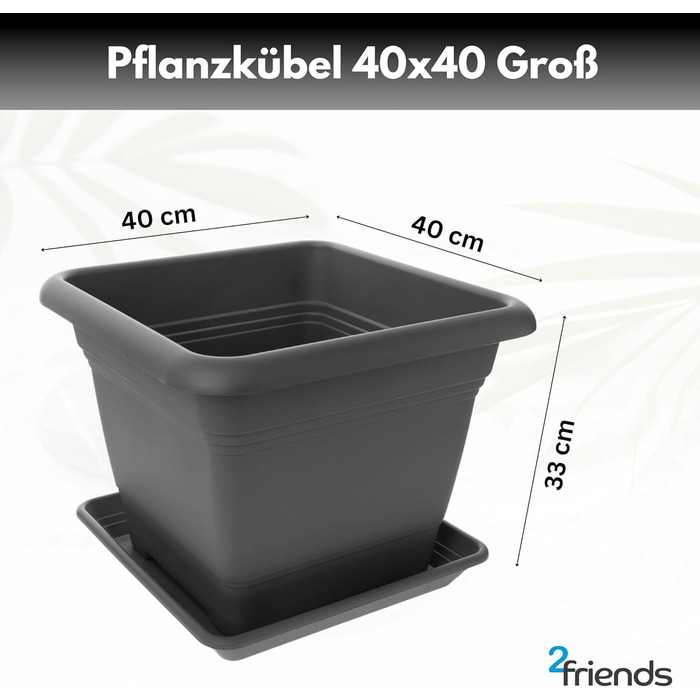 Набір з 3 горщиків для рослин великий відкритий, квітковий горщик великий 40x40 см, горщик для рослин квітковий горщик з блюдцем,