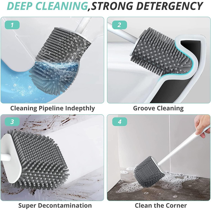 Щітка для туалету силіконова, щітка для туалету силіконова з тримачем для швидкого висихання, щітка для туалету настінна та стояча