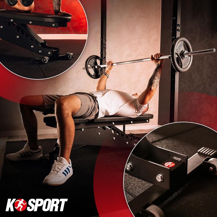 ПРОФЕСІЙНА лавка для штанги Преміальна професійна тренувальна лава, вантажопідйомність до 375 кг Багатофункціональна лава з регульованим кутом нахилу Лава з похилою та плоскою поверхнею для жиму лежачи